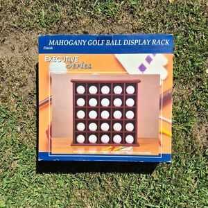 Golf Ball Display Rack - Holds 25 Balls - Mahogany - NEW